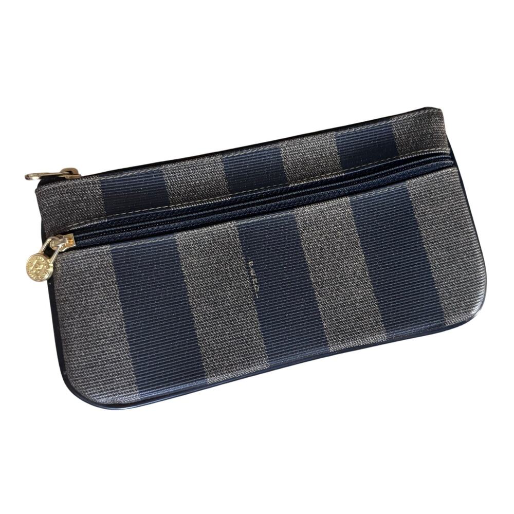 Auth. Vintage Fendi Pequin Canvas Zip Pouch